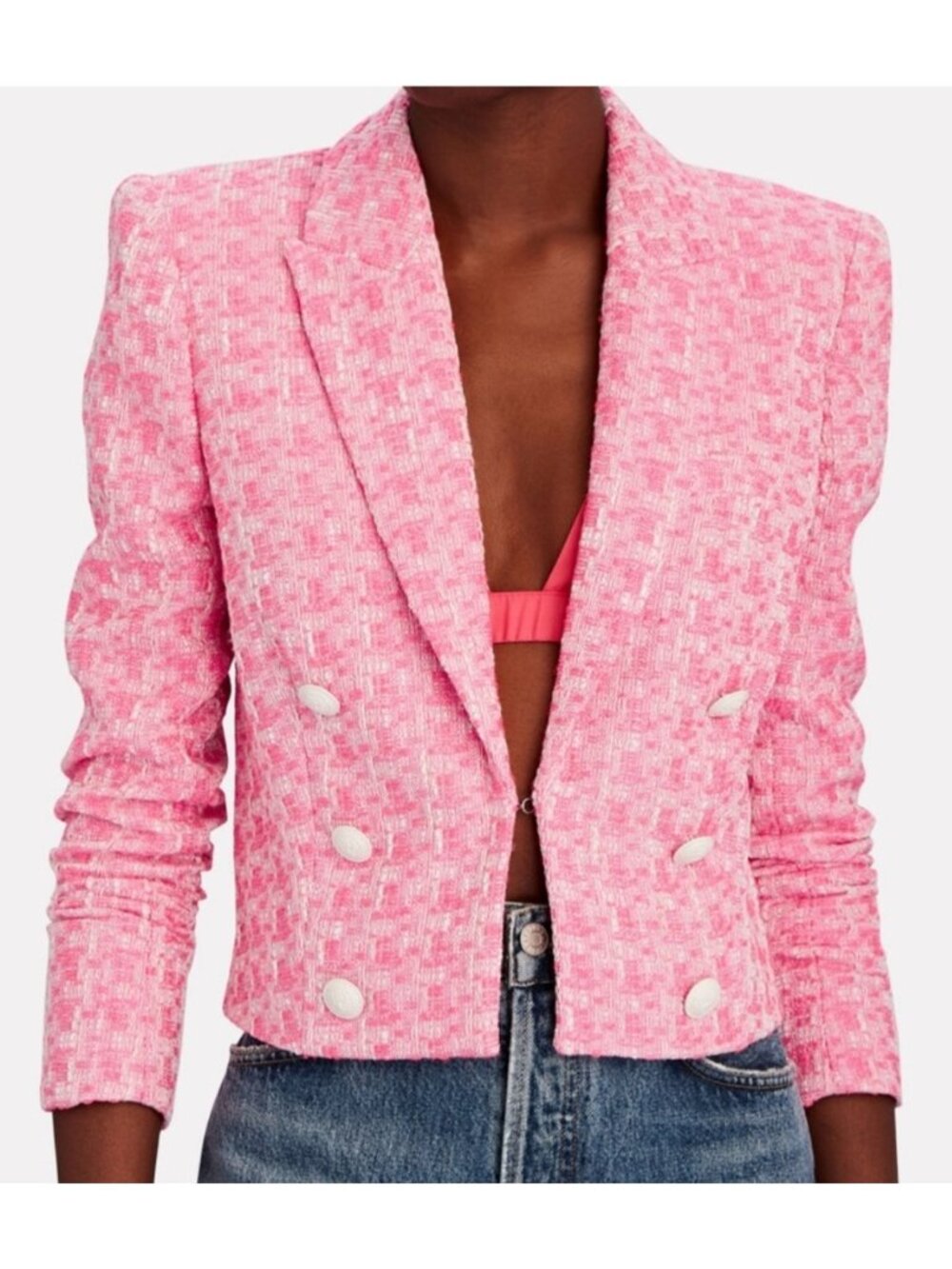 L'Agence Inez Cropped Blazer in Pink